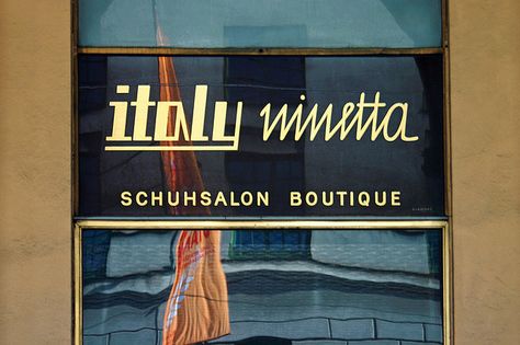 Italy Ninetta von Blaschke | Flickr - Photo Sharing! Retro Signage, Window Signage, Best Typography, Type Inspiration, Retro Typography, Vintage Packaging, Wayfinding Signage, Vintage Type, Logo Restaurant