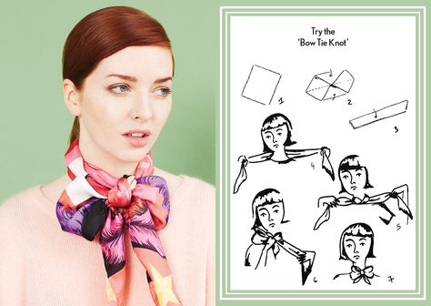 Hermes Scarf Tying, Bow Tie Knot, Ways To Tie Scarves, Head Scarf Tying, Scarf Knots, Designer Silk Scarves, Scarf Square, Long Silk Scarf, Ways To Wear A Scarf