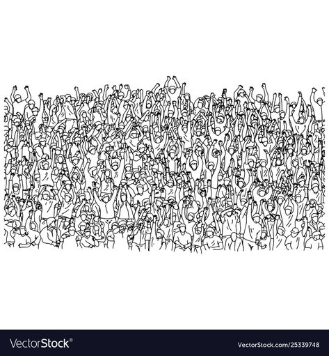 Crowd Drawing, Large Group Of People, People Crowd, Large Crowd, Black Lines, Group Of People, People Illustration, Character Building, Quick Sketch