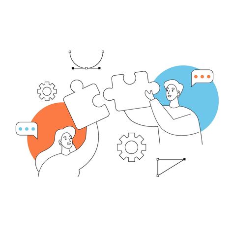 Team work collaboration. Two workers with puzzles in hands. Concept vector illustration. Collaboration Illustration, Education Vector, Team Collaboration, Team Work, Hand Illustration, Teamwork, Two Hands, Vector Art, Vector Free