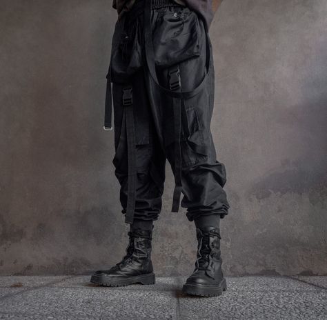 Techwear, Streetwear, Cargo Pants, Tech Pants, Emo, Black, Dark, Outfit, Black Outfit, All Black Outfit, Future, Futuristic, Darkwear, Cyberpunk, Chains, Eboy, Anime Boy, Kpop, Fashion, Combat Boots, Boots, Streetstyle, Techno, Aesthetic, Photography, Urban, Urban Style Combat Boot Outfits Men, Cargos And Boots, Cargo Pants And Combat Boots, Techwear Men Outfit, Cargo Pants With Boots, Techwear Men, Urban Warrior, Techwear Streetwear, Techwear Pants