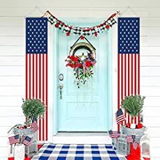 Patriotic Door Decorations, Idea For Wall, Porch Flag, American Flag Banner, Patriotic Porch, Patriotic Banner, Fourth Of July Decorations, Independence Day Decoration, Fourth Of July Decor