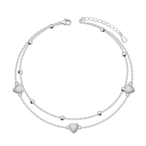 PRICES MAY VARY. 【Opal Anklet for Women】This heart opal anklet for women and sophisticated silver ankle bracelet looks stunning. Be the center of attention on any occasion with this gemstone anklets. 💖【Hypoallergenic Material】The Heart Opal Anklet is made of high-quality 952 sterling silver and multicolor opal , free of lead and nickel, without discoloration. Comfortable to wear, Don't worry about the anklet irritating your ankle. 💖【Chain Length】9 inch + 1.5 inch extender;【Package】1x Sterling Opal Anklet, Moonstone Anklet, Silver Ankle Bracelet, Anklet For Women, Sterling Silver Anklet, Ankle Chain, Adjustable Jewelry, Confirmation Gifts