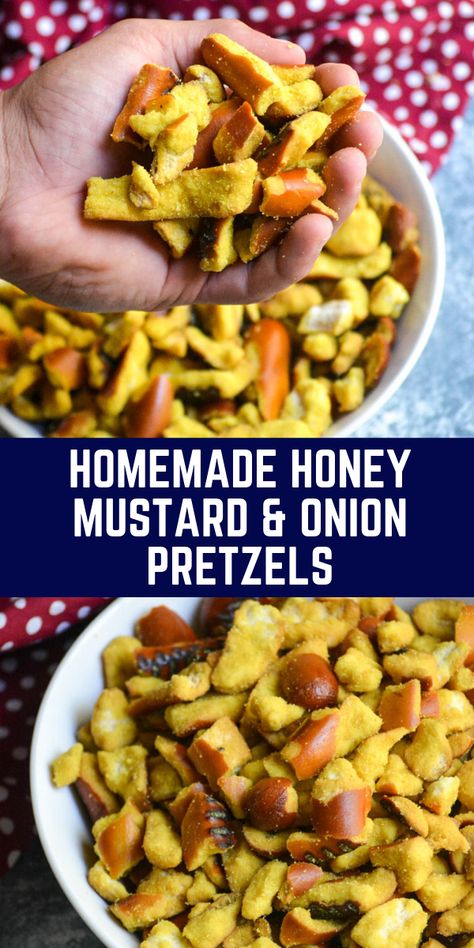 Honey Butter Pretzels, Pretzel Chips Snacks, Mustard Onion Pretzels, Homemade Snacks That Last, Honey Mustard Seasoning, Salted Honey Butter Pretzels, Savory Pretzels Recipe, Homemade Crunchy Pretzels, Diy Honey Mustard Pretzels