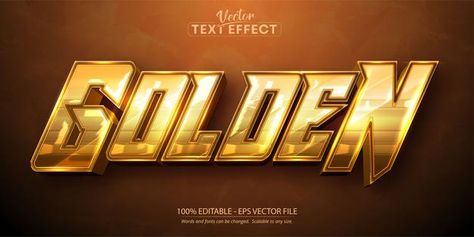 Golden text, shiny gold color style edit... | Premium Vector #Freepik #vector #logo #banner #wedding #gold Leaflet Ideas, Golden Logo Design, Artistic Fonts, Gold Graphic Design, Text Games, News Logo, Gradient Color Design, Free Psd Flyer Templates, Gold Font