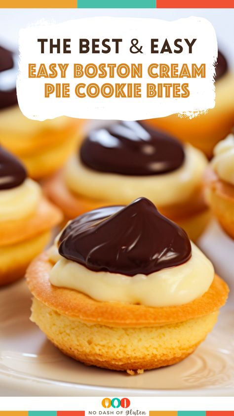 Easy Boston Cream Pie Cookie Bites Boston Cream Pie Cookie Cups, Grab And Go Desserts Treats, Tiny Desserts In A Cup, Mini Boston Cream Pie Bites, Easy Finger Desserts For A Crowd, Desserts For A Crowd Individual, Finger Desserts Bite Size, Bite Size Desserts For A Crowd, Boston Cream Pie Bites