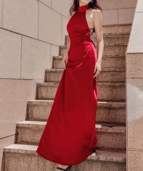 Turtle Neck Dress Formal, Dark Red Prom Dress, Wedding Guest Maxi Dress, Wine Red Prom Dress, Simple Silk Dress, Braidsmaid Dresses, Turtle Neck Sleeveless, Maxi Dress Wedding Guest, Silk Satin Dress