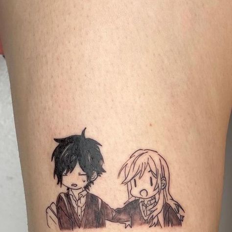 ruby 🎀 on Instagram: "THE CUTEST (a little red and plasma-y) MANGA COUPLE 😩💖 tysm nayoung for claiming them!! & for the healed video (third slide), so happy to see they’re doing well 🥺 #tattooapprentice #flash #tattooflash #flashtattoo #tattoo #tattooideas #tattooartist #cutetattoos #horimiya #animetattoo #manga" Couples Tattoos Anime, Couples Anime Tattoos, Horimiya Tattoo Ideas, Horimiya Tattoo, Anime Couple Tattoos, Mangas Tattoo, Couple Tattoo, Tattoo Apprentice, Manga Couple