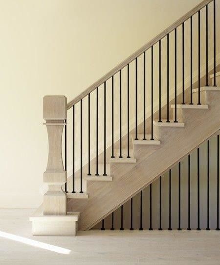 4-Sided, Square Profile White Oak Newel Post - Staircase - Cincinnati - by Turnings Unlimited | Houzz UK Stairs And Landing Ideas, Square Newel Post, Oak Newel Post, Hunted Interior, Split Foyer, Handrail Design, Oak Stairs, Stair Case, Newel Posts