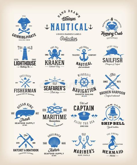 Nautical Logo, Vintage Logos, Textil Design, Logos Ideas, Restaurant Logo, Retro Typography, Nautical Design, Vintage Logo Design, Ideas Vintage