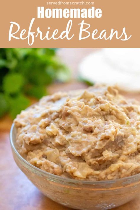 Skip the store-bought and easily make your own Refried Beans From Scratch at home! Just a few simple ingredients and you can make a delicious version of this classic that’s healthier and that tastes better homemade! Refried Beans From Scratch, Beans From Scratch, Homemade Refried Beans, Refried Beans Recipe, Sides Dishes, Fried Beans, Homemade Corn Tortillas, Savory Recipe, Homemade Flour Tortillas