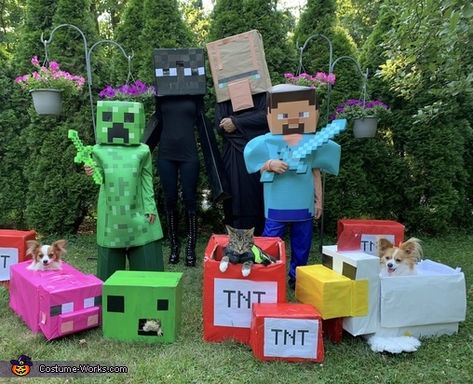 Minecraft Family Costume, Minecraft Halloween Costume, Family Costumes Diy, Minecraft Halloween, Minecraft Costumes, Homemade Costume, Costume Works, Fall Stuff, Halloween Family