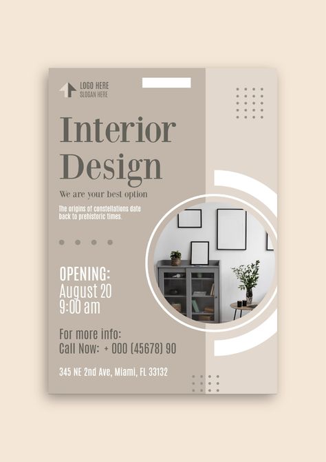 Geometric Professional Interior Designers Studio Flyer Basic Flyer Design, Interior Flyer Design, Interior Design Flyer, Designers Studio, Professional Flyer Design, Interior Design Template, Flyer Design Layout, Social Media Advertising Design, Business Poster