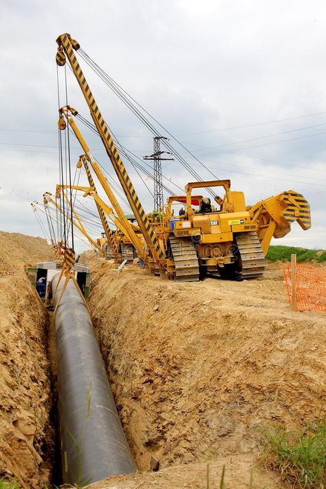 Cranes laying gas pipeline. Construction of an international gas pipeline Gazela , #Aff, #pipeline, #Construction, #gas, #Cranes, #laying #ad Pipeline Welding, Building Construction Materials, Pipeline Construction, Skilled Trades, Crane Construction, Water Pipeline, David Caruso, Caterpillar Equipment, Oil Platform