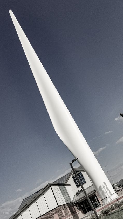 Behold the Might Wind Turbine Blade...  Just outside of Casey, IA, a wind turbine (windmill) blade stands outside of an I-80 rest stop. It stands some 148 ft. tall, and when my I stood near it, I gotta say, it was an imposing sight.   https://www.roadsideamerica.com/tip/39545  #GlobalWindDay #windenergy  #localsculpture #CaseyIA #iowa Wind Turbine Blades, Windmill Blades, Rest Stop, Wind Energy, Travel Sites, Stop It, D Day, Wind Turbine, Iowa