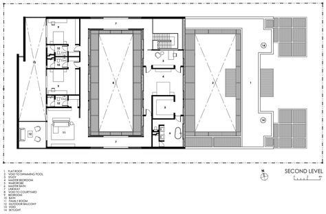 Enclosed Open House by Wallflower Architecture + Design (24) Floor Planning, Open House Plans, Futuristic Home, House Backyard, International Style, Courtyard House, Plan Design, House Floor Plans, Open Plan