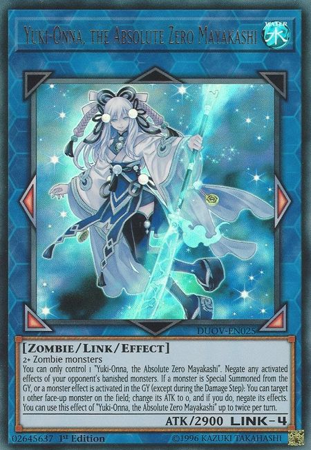 Yuki-Onna, the Absolute Zero Mayakashi - Yugipedia - Yu-Gi-Oh! wiki Yuki Onna, Zombie Monster, Event Card, Monster Cards, Yugioh Cards, Horror House, Manga Books, Yu Gi Oh, Rarity