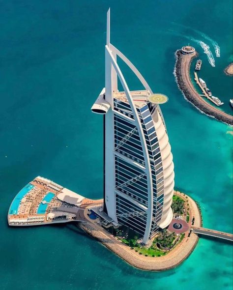 Burj al Arab through birds eye view Dubai Activities, Dubai Architecture, Dubai Holidays, Dubai Vacation, Dubai Aesthetic, Burj Al Arab, Visit Dubai, Dubai City, Luxury Destinations