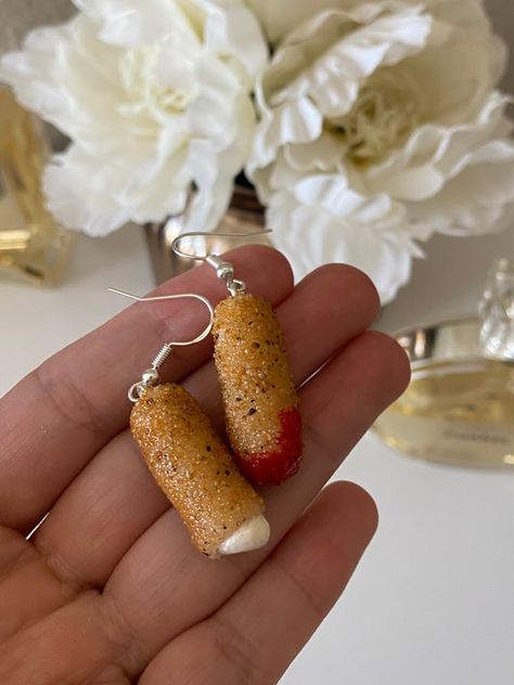 Silly Earrings, Mozzarella Stick, Lesbian Earrings, Crazy Earrings, Weird Earrings, Weird Jewelry, Stick Earrings, Clay Stuff, Mozzarella Sticks