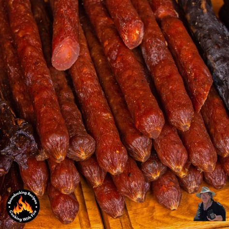 Easy Smoked Venison Snack Stick Recipe - Boondocking Recipes Venison Snack Stick Recipe, Beef Sticks Recipe, Venison Snack Sticks, Snack Stick Recipe, Smoked Pork Roast, Homemade Summer Sausage, Jerkey Recipes, Smoked Venison, Smoked Beef Jerky