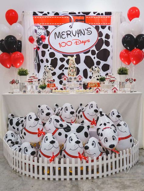 Puppy Baby Shower Theme, 101 Dalmations Party, Dalmatian Birthday, Dalmatian Party, Puppy Birthday Party, Free Baby Shower Games, Puppy Birthday Parties, 100 Day Celebration, Dalmatian Puppy