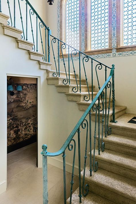 Mediterranean Revival Architecture, Palm Beach House, Mark Sikes, Mediterranean Revival, Moorish Design, Mark D Sikes, Faux Window, Revival Architecture, Colonial Style Homes