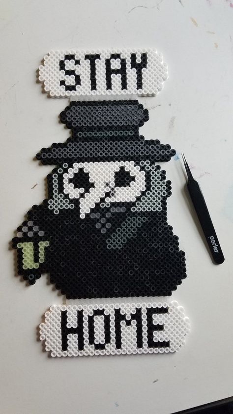 Krampus Perler Beads, Grim Reaper Perler Beads, Plague Doctor Perler Beads, Creepy Perler Beads, Gothic Perler Bead Patterns, Horror Perler Bead Patterns, Goth Perler Beads, Scream Perler Beads, Goth Perler Bead Patterns