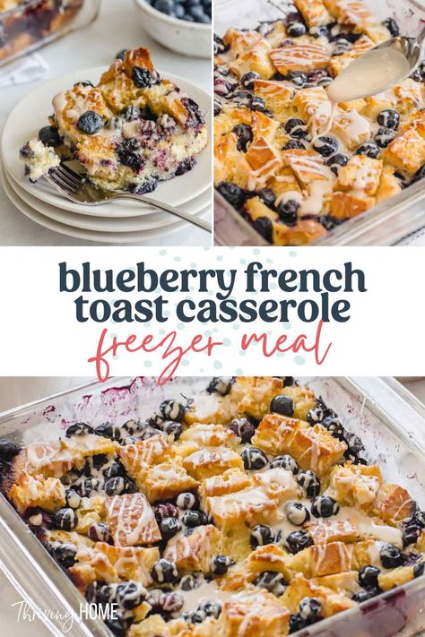 French Toast Bake Freezer Meal, Make Ahead Blueberry French Toast, Frozen Make Ahead Breakfast, French Toast Casserole Make Ahead, Christmas Breakfast French Toast Casserole, Breakfast Frozen Make Ahead, Premade Breakfast Ideas Freezer Meals, Dump And Go Breakfast, Make Ahead Freezer Meals Breakfast