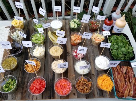 Build Your Own Hot Dog Party Hot Dog Bar Ideas Birthdays, Hot Dog Serving Ideas, Hot Dog And Brat Bar, Hot Dogs Bar Ideas, Hot Dog And Burger Bar, Build Your Own Hot Dog Bar, Hot Dog Bar Ideas Toppings, Build Your Own Burger Bar Ideas, Hot Dog And Hamburger Bar Party Ideas