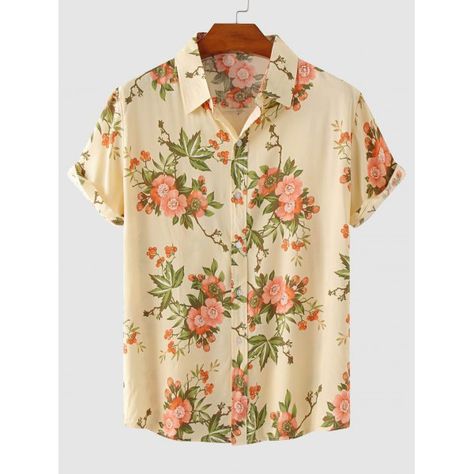 Zaful  Shirts Type: Casual Shirts Style: Fashion Occasions: Daily,Vacation Fit Type: Regular Fit Shirt Length: Regular Sleeves Length: Short Sleeves Collar: Shirt Collar Material: Cotton,Polyester Material Stretch: No Stretch Pattern: Floral Season: Summer Weight: 0.1460kg Package: 1 x Shirt Plus Size Beach Wear, Stylish Shirts Men, Khaki Tops, Plus Size Beach, Printed Shirts Men, Floral Hawaiian Shirt, Black Polo Shirt, Black Polo, Mens Button Up