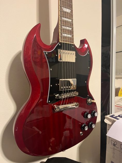 Dream Guitar, Sg Guitar, Epiphone Sg, Red Electric Guitar, Red Guitar, Epiphone Guitars, Electric Guitar Design, Guitar Obsession, Cool Electric Guitars