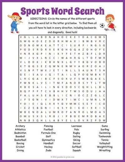 Here is an engaging word search puzzle with 32 sports to look for.  Lots of fun for a club or school brain break. Sports Word Search Printables, Sports Worksheets For Kids, Sports Word Search, Sports Crossword, Sports Activities For Kids, Printable Sports, Word Search Printables, Word Search Puzzles, Word Searches