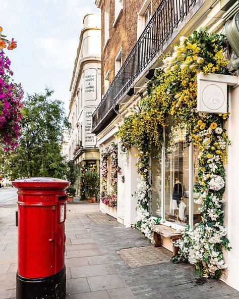 Pretty floral facades on Elizabeth Street in Belgravia, London. Click through for more pictures on A Lady in London’s Instagram.   #belgravia #london London Shopping Street, Best Places In London, Bermondsey Street, Belgravia London, London Cheap, London Neighborhoods, English Cottages, London Itinerary, Day Trips From London