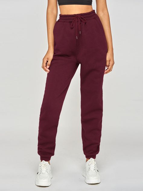 Maroon Joggers Outfit, Maroon Sweatpants Outfit, Burgundy Sweatpants Outfit, Burgundy Sweatpants, Jogger Outfit, Women Sweatpants, Red Sweatpants, Pocket Sweatpants, Sweatpants Style