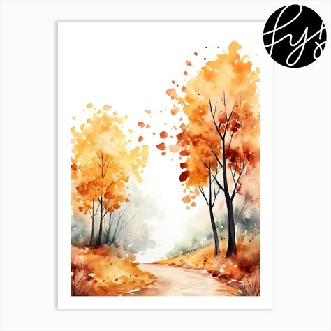 Painting Basics, Landscape Painting Watercolor, Fall Photography Nature, Watercolor Pencil Art, Blossom Painting, Tree Watercolor Painting, Thanksgiving Craft, Fall Trees, Cute Autumn