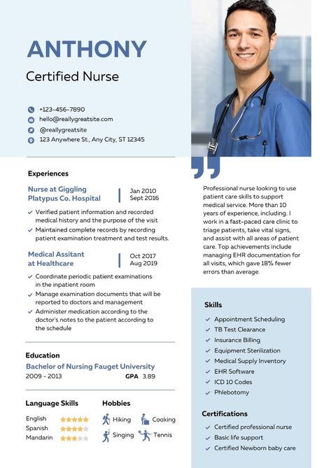 resume template healthcare Resume Nurse, Best Cv Template, Medical Resume, Free Resume Builder, Nurse Resume, Healthcare Careers, Resignation Letters, Medical Jobs, Professional Nurse