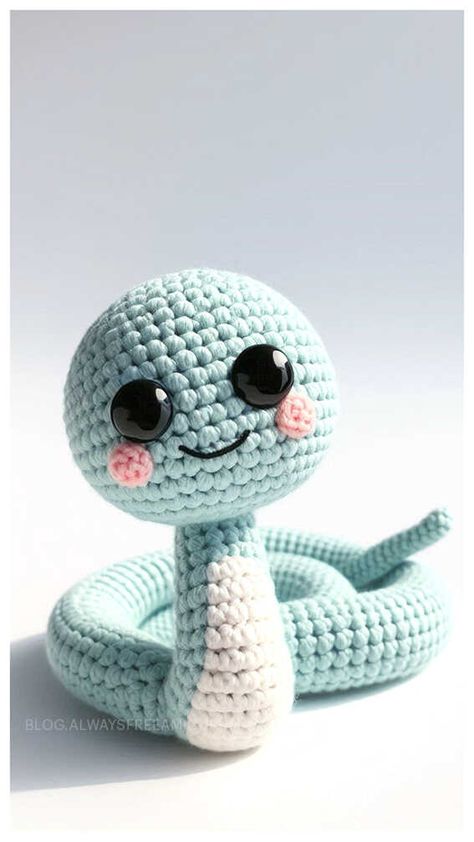 Cute Snake Amigurumi Crochet Free Pattern Snake Crochet Pattern Free Amigurumi, Crochet Snake Pattern Free, Amigurumi Snake, Amigurumi Crochet Free Pattern, Crochet Snake, Amigurumi Plush, Cute Snake, Amigurumi Elephant, Crochet Amigurumi Free Patterns