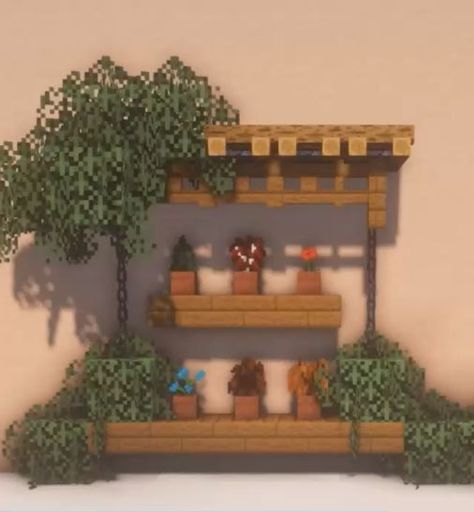 Cat Tree In Minecraft, Hammock Minecraft, Cat Tower Minecraft, Minecraft Hanging Plant, Cat Tree Minecraft, Minecraft Plant Ideas, Minecraft Cat Tree, Minecraft Plant Decor, Minecraft Plants