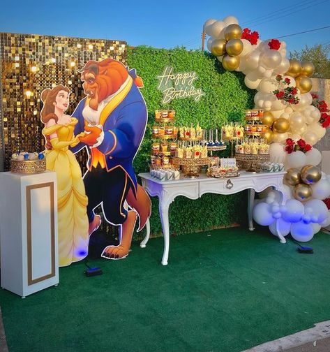 Beauty And The Beast Garland, Beauty And Beast Backdrop Ideas, Beauty And The Beast Theme Party Ideas, Beauty And The Beast Theme Birthday, Beauty And Beast Birthday Decorations, Be Our Guest Trunk Or Treat, Bella Birthday Party Ideas, Beauty And The Beast 1st Birthday Party, Beauty And Beast Birthday Party Ideas