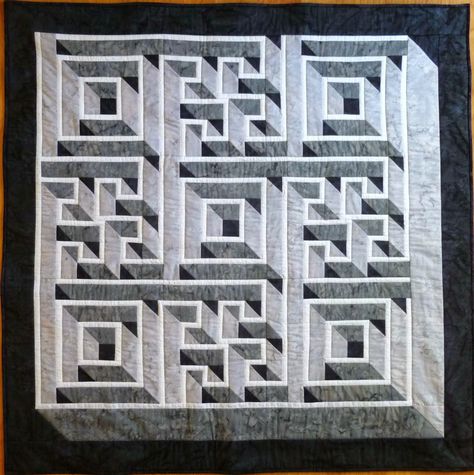 Awesome maze quilt! Wayne's Quilts  Pattern:  https://shop.americanquilter.com/kits-patterns/4712-labyrinth-walk-pattern.html Labyrinth Quilts, Maze Quilt Pattern, Labrynth Quilt Pattern, Labyrinth Walk Quilt, Labyrinth Quilt, Maze Quilt, Labyrinth Walk, Black And White Quilt, Cat Quilt Block