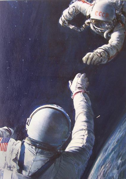 John Berkey Art, Astronaut Reaching Out, Spaceman Art, Astronaut Aesthetic, Space Person, John Berkey, Nasa Art, Space Walk, Outer Space Art