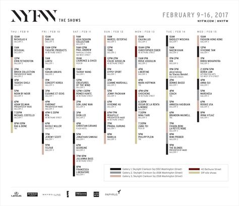 Stylish New York Fashion Week Fall 2017 Schedule | Stylelista Confessions Fashion Week Schedule, Week Calendar, Week Schedule, Web News, Free Fashion, Ny Fashion, February 9, New York Style, Creating A Blog