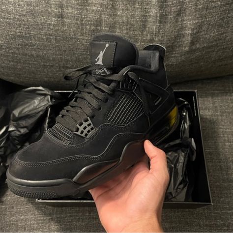 Jordan 4s Bought Them For 700 But Selling For 350 Air Jordan 4 Black Cat, Nike Shoes Women Fashion, Swag Hats, Jordan 4 Black, Pretty Sneakers, Car Shoe, Jordan 4s, Pretty Shoes Sneakers, Jordan Shoes Retro