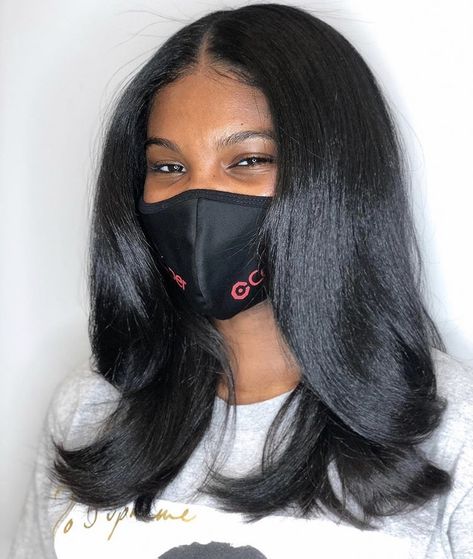 silk press bone straight wig black girl weave sew-in aesthetic hair natural hair Relaxed Hair With Layers, January Nails Ideas, Pressed Natural Hair, Hair Portfolio, Silk Press Natural Hair, Twisted Hair, January Nails, Long Haircuts, Bob Braids