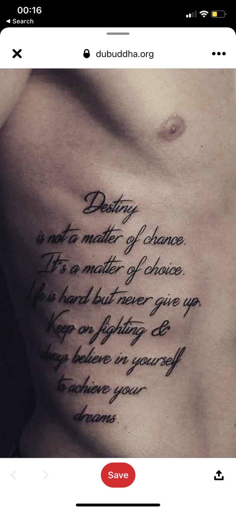 Chest Tattoo Quotes, Destiny Tattoo, Consistency Quotes, Man Chest, Destiny Quotes, Tattoo Schrift, Text Tattoo, Strong Words, Best Sleeve Tattoos