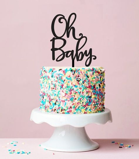 Cake Sayings, Baby Shower Cake Sayings, Baby Shower Cakes Neutral, Baby Shower Cake Decorations, Oh Baby Cake Topper, Gateau Baby Shower, Cake Quotes, Sprinkle Shower, Baby Shower Cakes For Boys