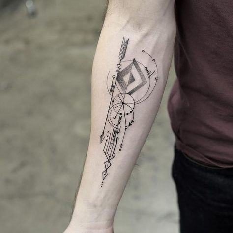 Mens Arrow Tattoo, Tattoo Homme, Simple Wrist Tattoos, Hipster Tattoo, Geometry Tattoo, Geometric Tattoo Design, Games Ideas, Arrow Tattoo, Best Sleeve Tattoos