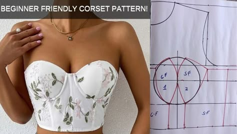 How To Draft A Corset Pattern Tutorials, How To Cut Corset Pattern, Corset Pattern Drafting Tutorial, Corset Pattern Tutorial, Bustier Pattern Drafting, Corset Pattern Drafting, Pola Korset, Corset Tutorial, Bustier Pattern