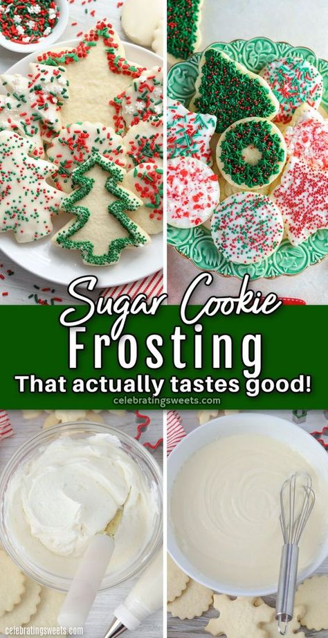 Best Christmas Cookie Icing Recipe, Home Made Frosting For Sugar Cookies, Perfect Cookie Icing, Best Frosted Sugar Cookie Recipe, Sugar Cookie Frosting Recipe Without Corn Syrup, Sugar Cookie Christmas Recipe, Beat Sugar Cookie Recipe For Decorating, Diy Icing For Sugar Cookies, Simple Sugar Cookie Frosting