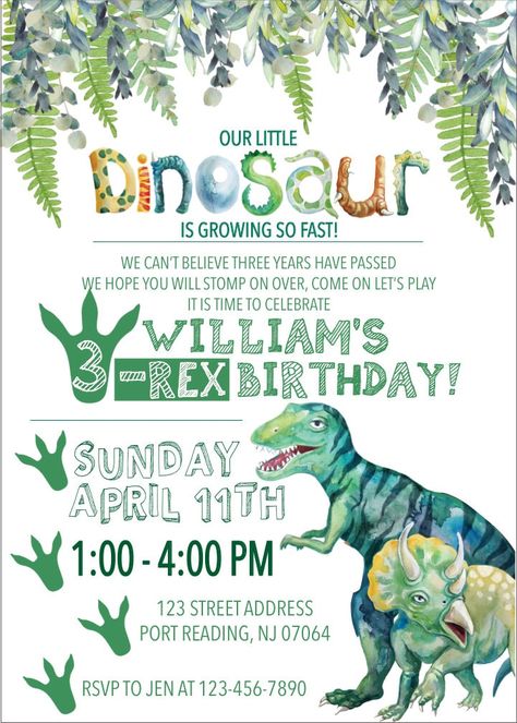 3 Rex Party Invitations, 3 Rex Birthday Invitation, Three Rex Birthday Party Boy, 3rd Birthday Party For Boy, Dinosaur Birthday Party Invitations, Dinosaur Birthday Party Decorations, Dinosaur Themed Birthday Party, Boy Birthday Party Themes, Dinosaur Birthday Invitations